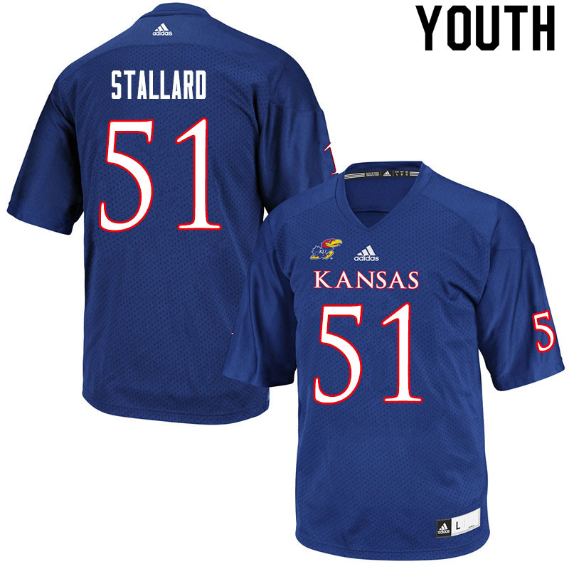Youth #51 Jack Stallard Kansas Jayhawks College Football Jerseys Sale-Royal